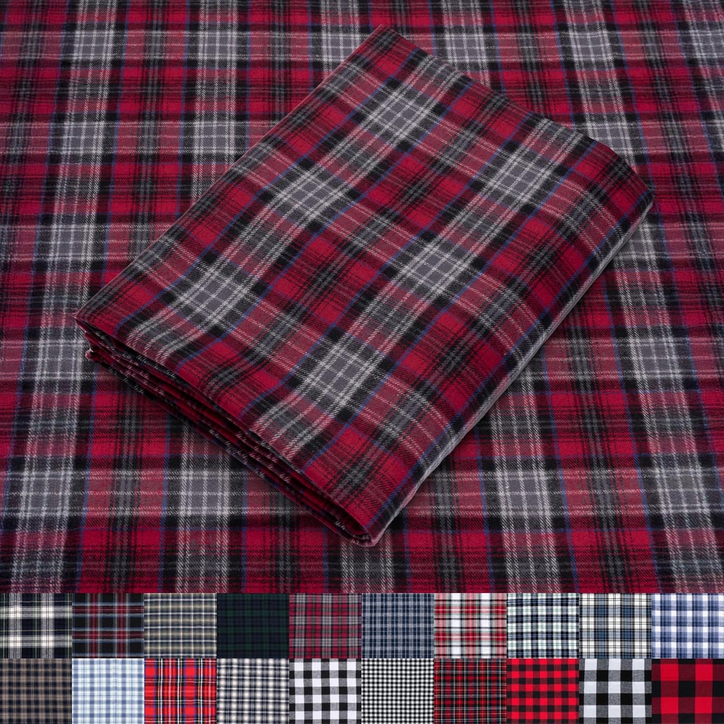 Pico Textiles 3 Yards Bolt Red and Gray Tartan Plaid Fabric