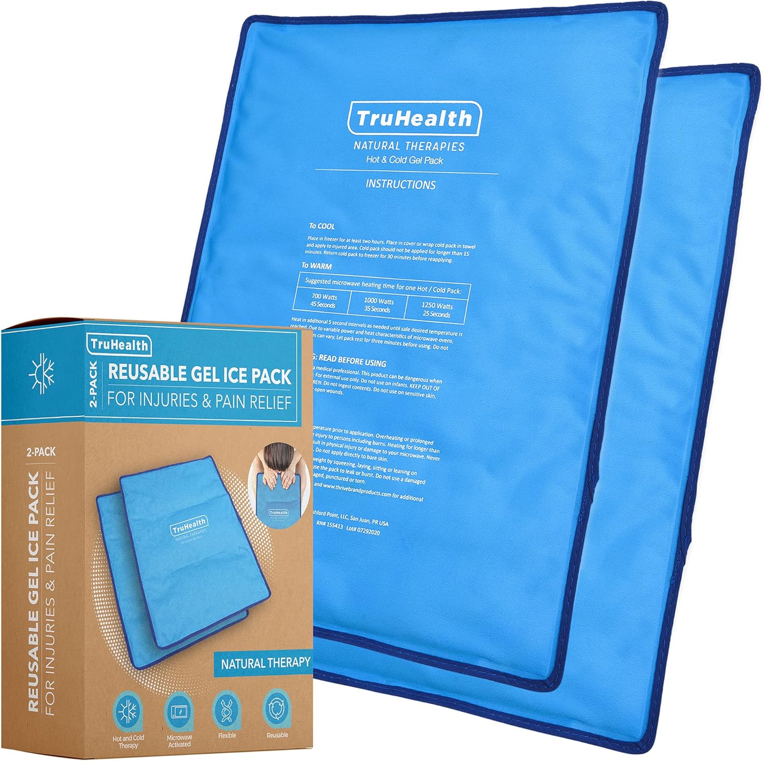 Reusable Gel Ice Packs for Pain Relief - Extra Large Set of 2