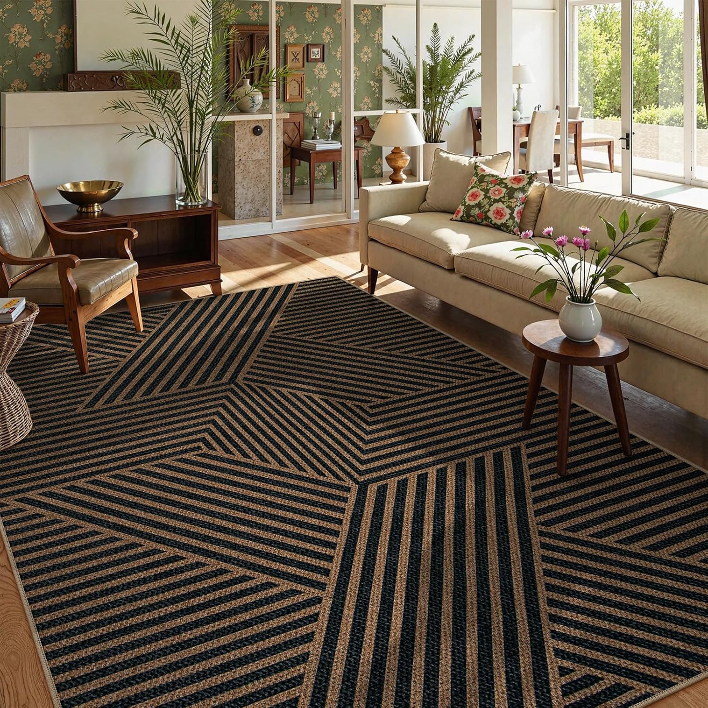 Lahome Modern Geometric Easy Jute Carpet for Indoor Outdoor Use