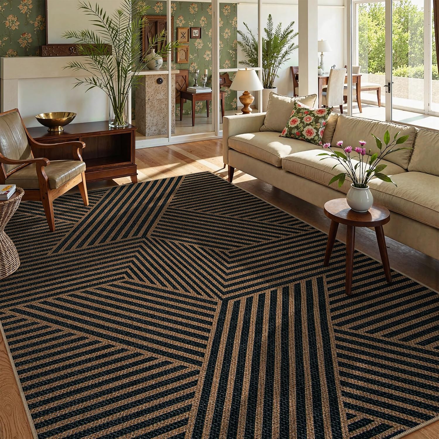 Lahome Modern Geometric Easy Jute Carpet for Indoor Outdoor Use