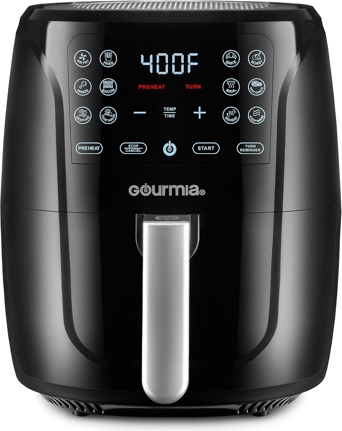 6 Quart XL Gourmia Air Fryer: 12 Presets, 1-Touch Cooking