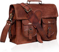 Leather Laptop Messenger Bag 16in - Handmade Vintage Briefcase