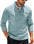 Men's Quarter Button Henley Sweater - Warm Slim Thermal Pullover