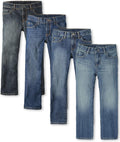 Boys' Bootcut Jeans 4-Pack - Durable Soft Cotton for Everyday Wear