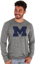 Blue 84 Mens Michigan Wolverines Tri-Blend Long Sleeve Tee - Vintage