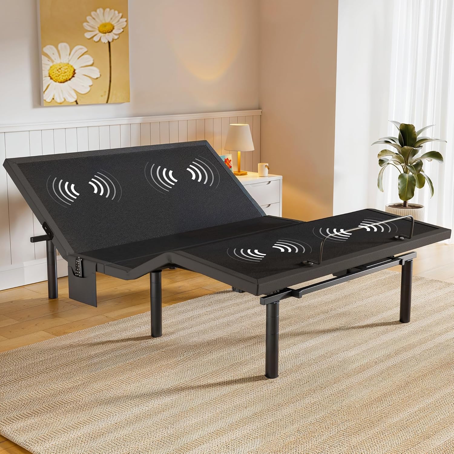 Queen Adjustable Bed Frame with Massage and USB Ports