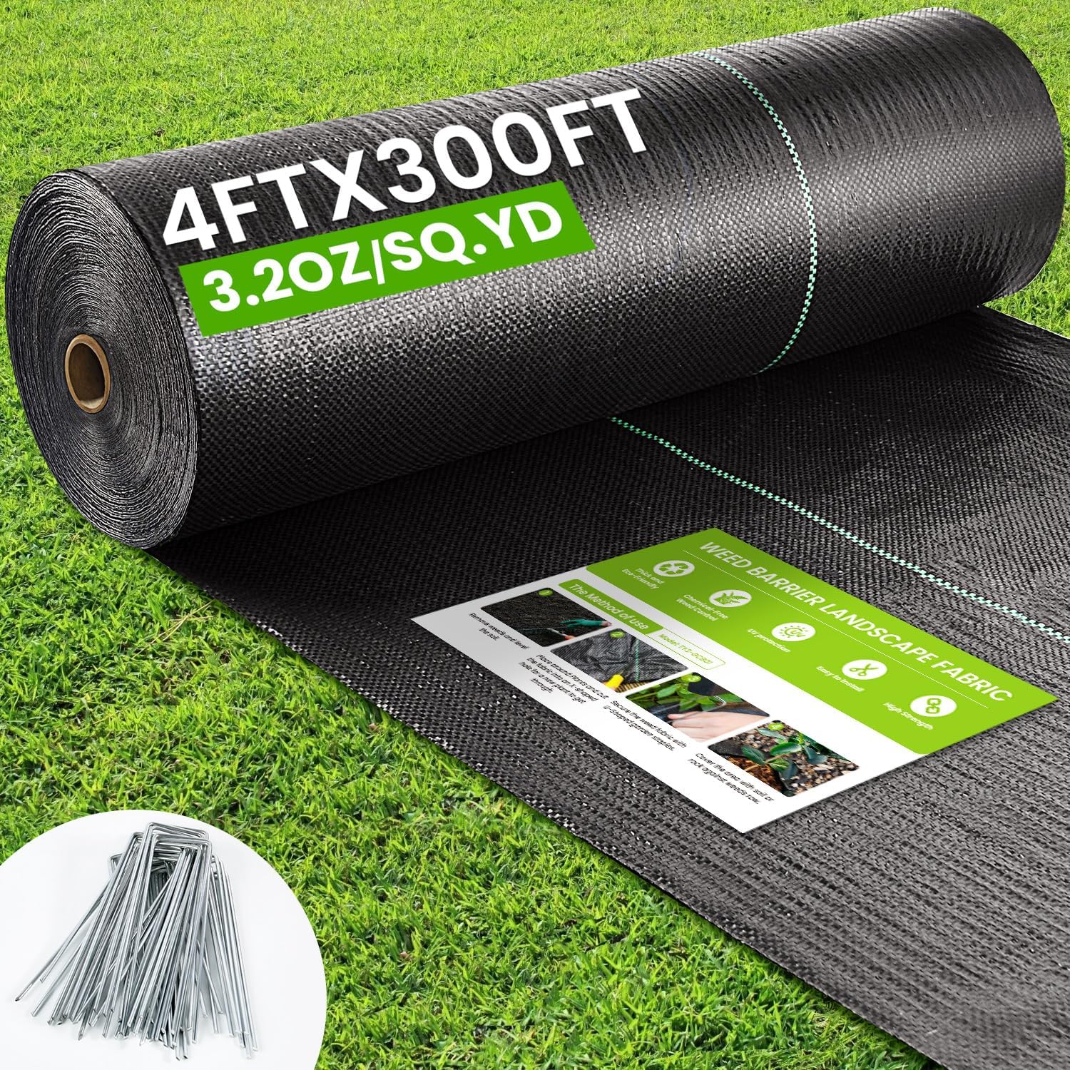 Rintea 4FTX300FT Weed Barrier Fabric for Effective Weed Control