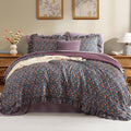 Queen Comforter Set Ruffle Deep Forest - Cozy Floral 7-Piece