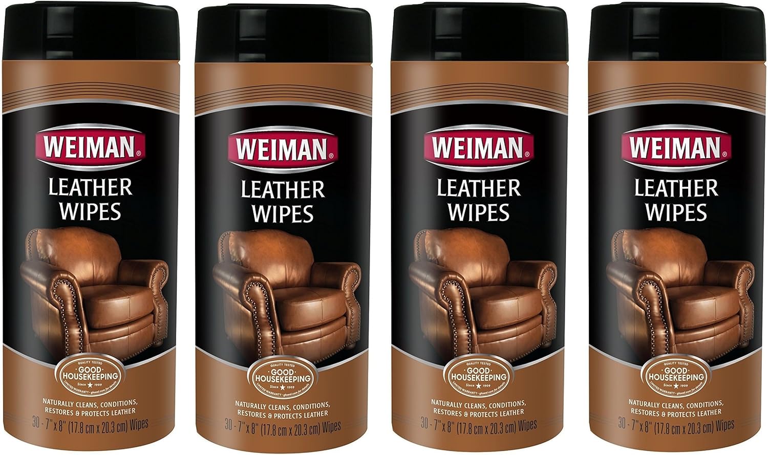 Weiman Leather Wipes - Clean & Condition Any Leather - 4 Pack