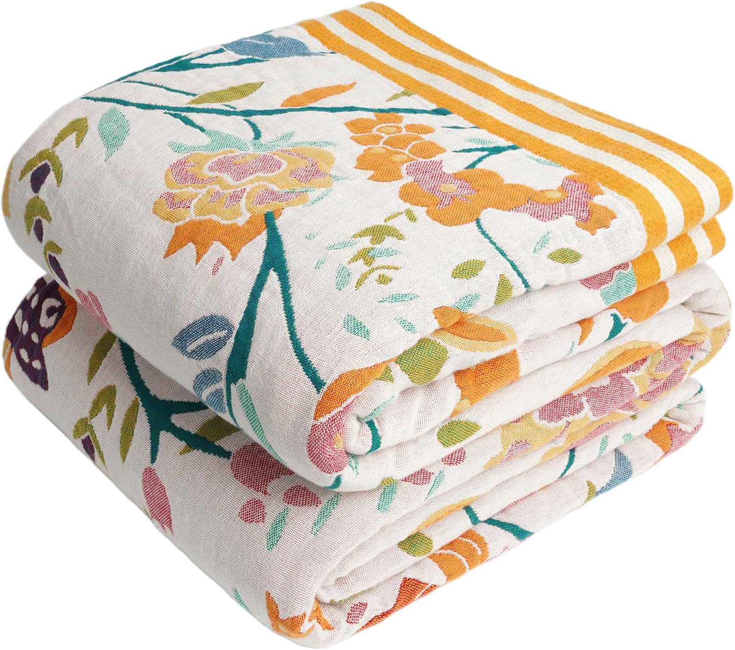 Boho Throw Blanket for Bed - 100% Organic Cotton Soft Quilt