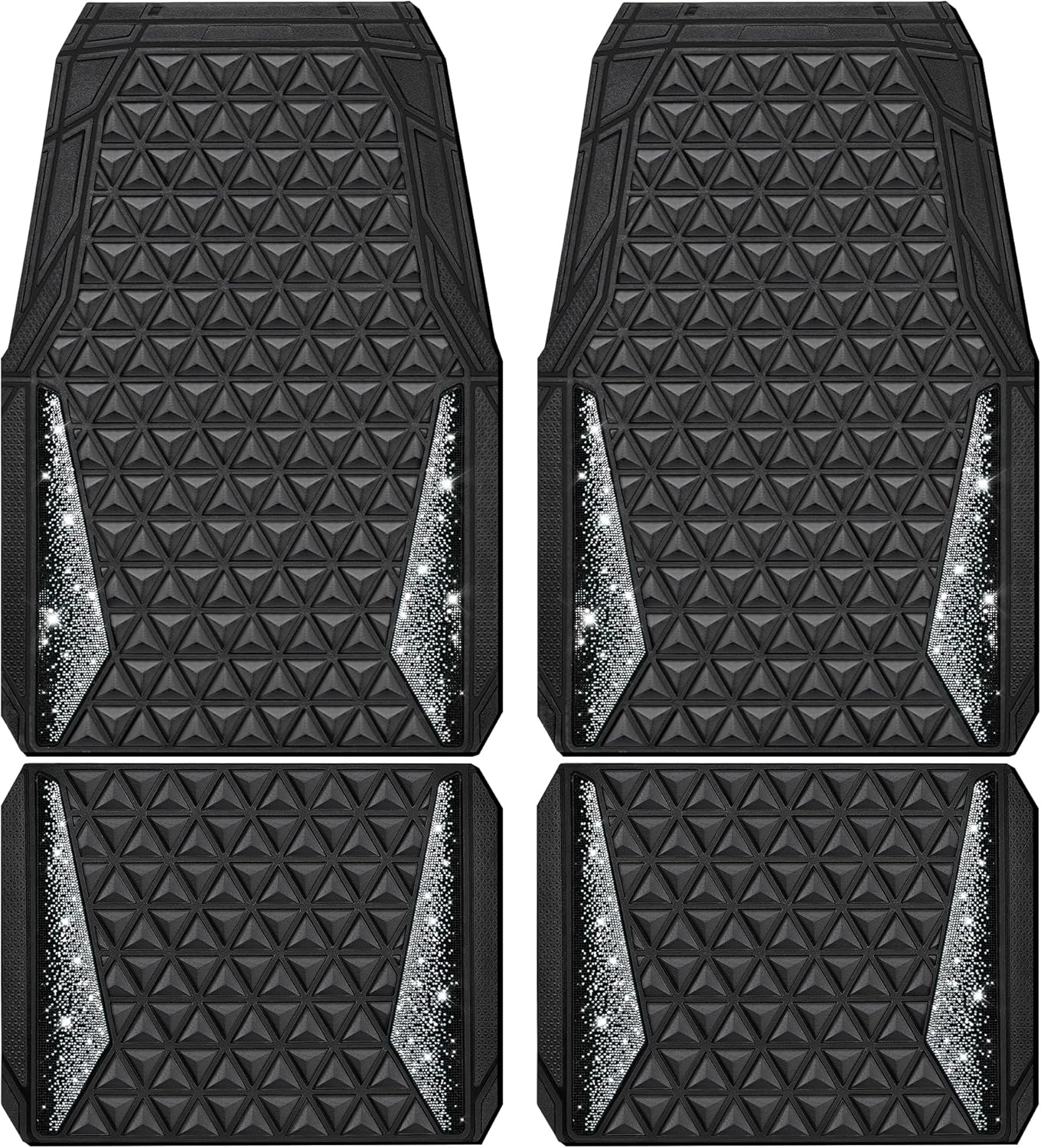 Bling Diamond Rubber Car Mats Full Set for Women SUV Sedan Van