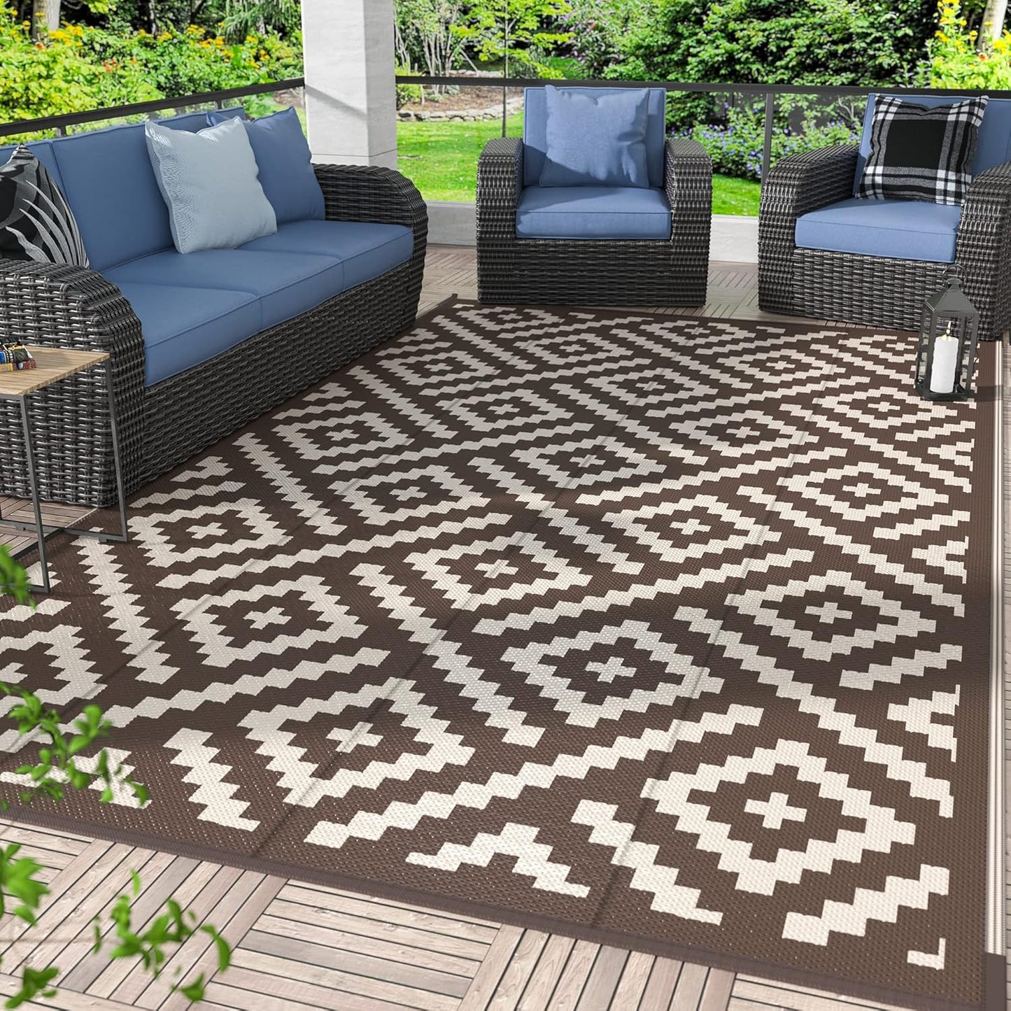GENIMO 5x8 Outdoor Rug Waterproof for Patio and Camping Use