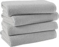 Organic Cotton Ribbed Bath Towels 4-Pack - Light Gray
