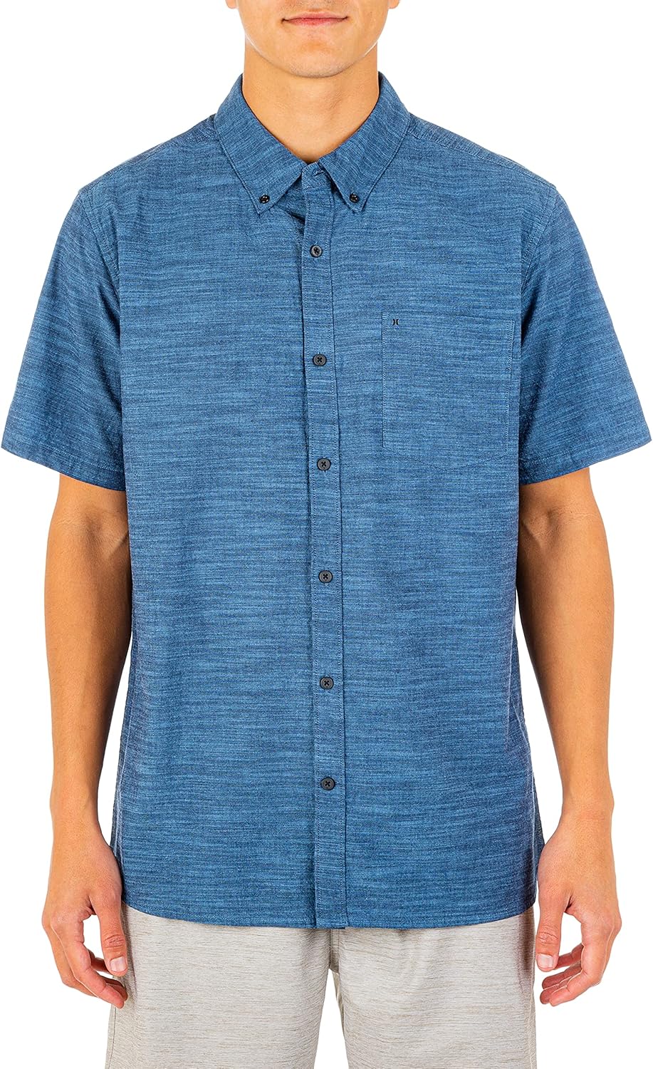 Hurley Men's One and Only Textured Short Sleeve Button Up Shirt