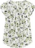TASAMO Women's Casual Pleated Top with Cap Sleeves for Summer