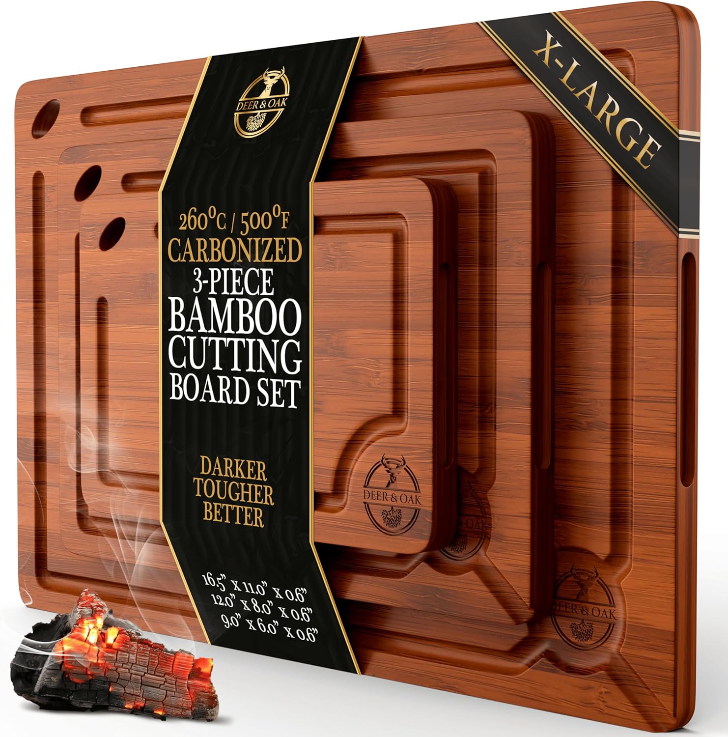 Pre-Oiled Non Toxic Bamboo Cutting Board Set for Kitchen Use
