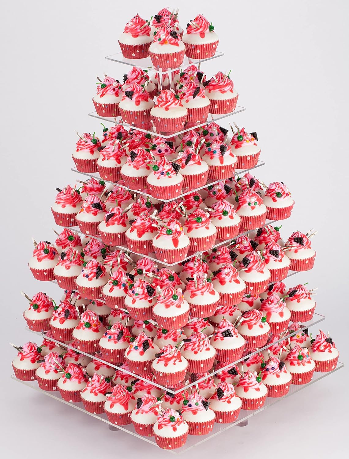 Premium 7 Tier Square Acrylic Cupcake Stand for Events