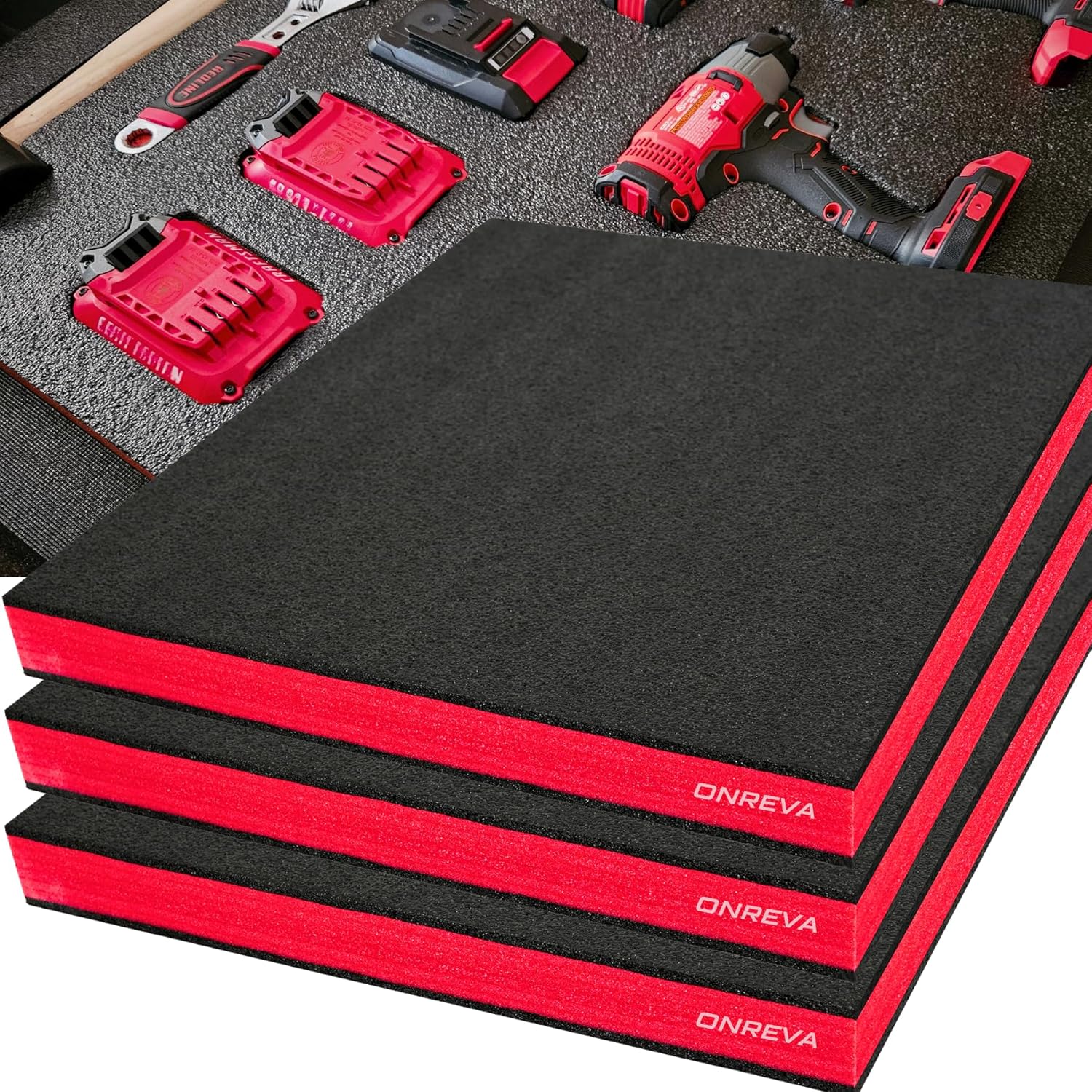 ONREVA Tool Box Foam Inserts for Cases - 3 Pack 22x18x2 in