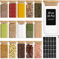 ComSaf 16Pcs Glass Spice Jars with Bamboo Lid - Organized Kitchen