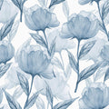 Blue Boho Floral Peel and Stick Wallpaper - Removable Waterproof