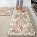 Kitchen Mats 2PCS Orange & Brown - Anti Fatigue Cushioned Runner Set