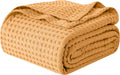 100% Cotton Waffle Blanket King 90x108 in - Lightweight All-Season