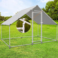 Large White Metal Walk-in Chicken Coop with Spire Roof - Covers 6