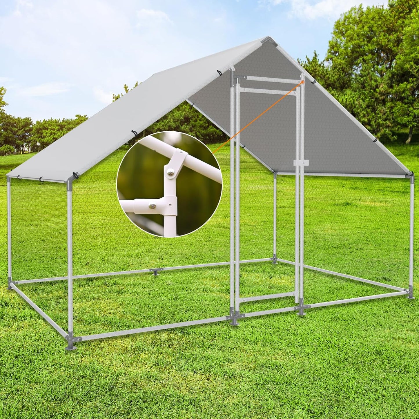 Large Metal Chicken Coop Walk-in Poultry Cage for Outdoor Use