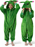 Kids Alien Onesie Costume One Piece Pajamas - Flannel Plush for 3-14Y