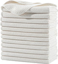 Waffle Weave Microfiber Kitchen Towels 12 Pack - Off White 16x28 in