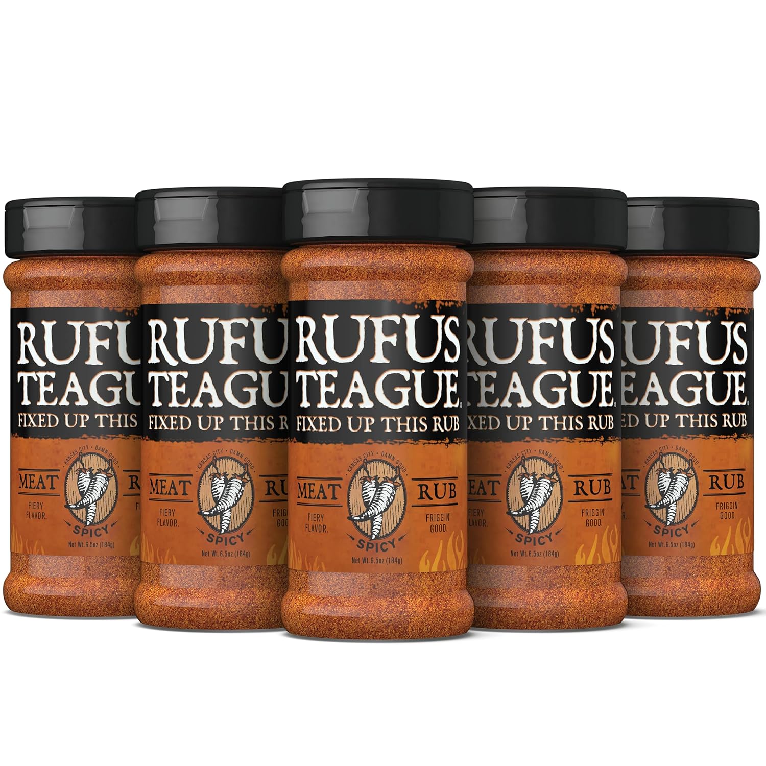 Rufus Teague Spicy Meat Rub - Premium BBQ Seasoning 6 Pack