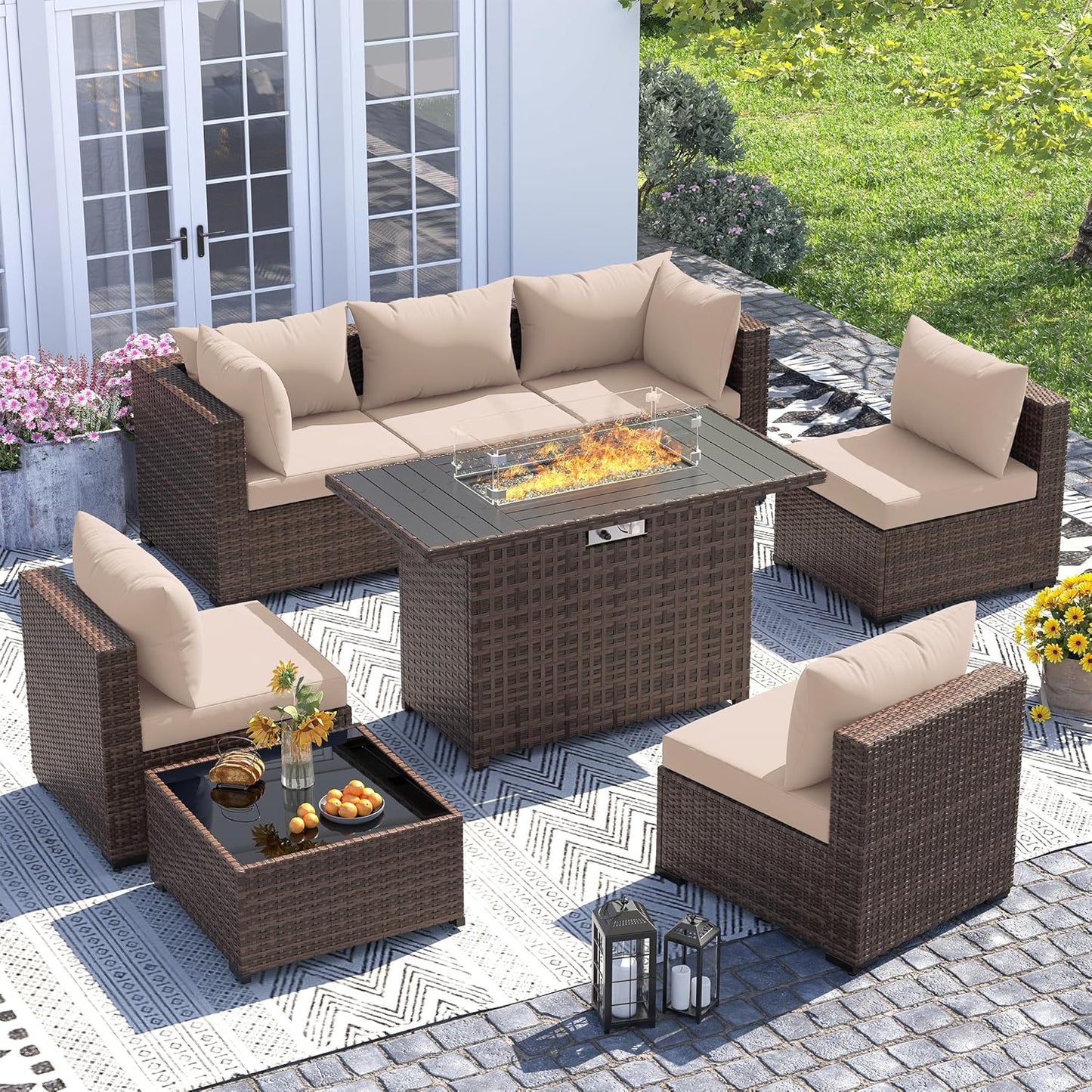 UDPATIO Outdoor Patio Furniture Set with Fire Pit Table for Relaxation