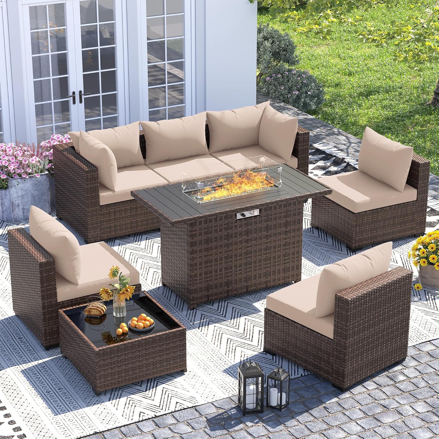 UDPATIO Outdoor Patio Furniture Set with Fire Pit Table for Relaxation