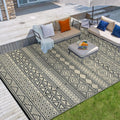 Waterproof Outdoor Rug 10x14 Reversible Plastic Straw Patio Mat