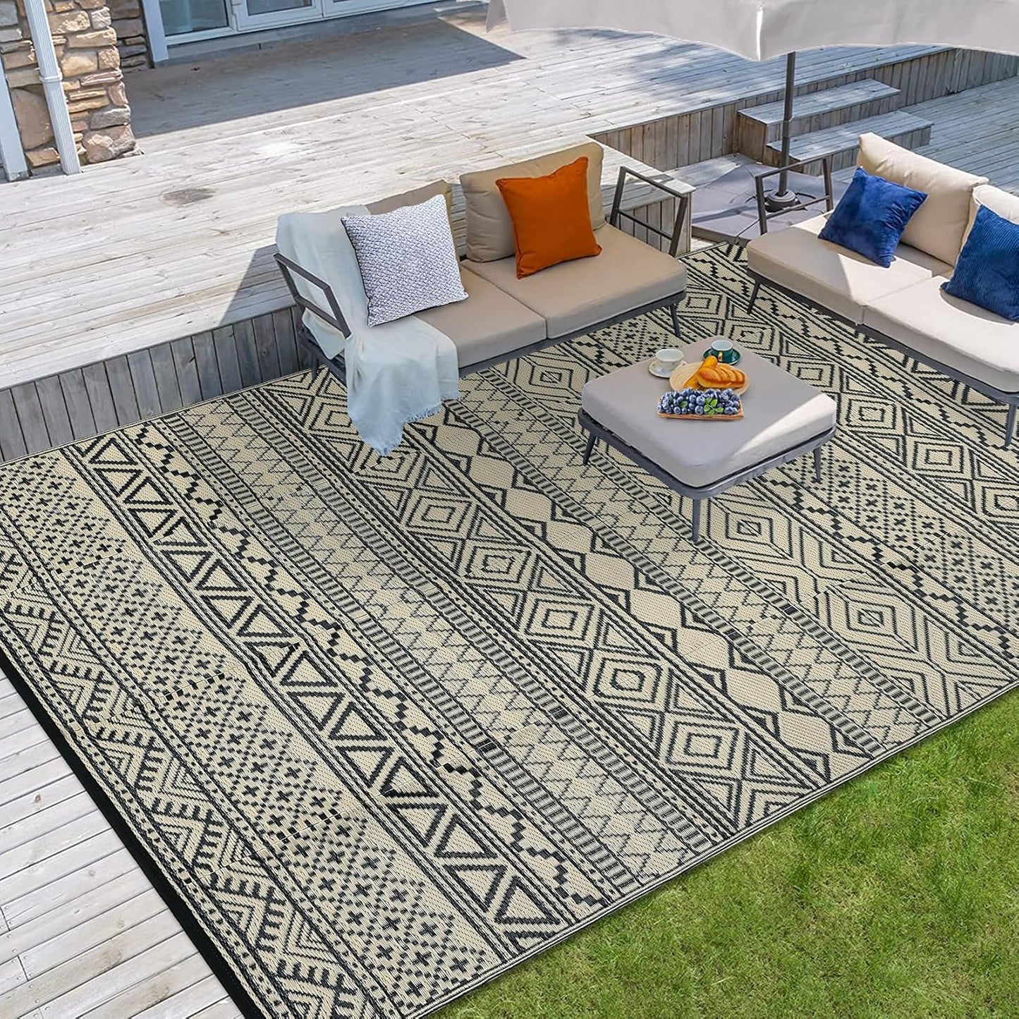 Garvee Waterproof Outdoor Rug 10x14 for Patio and Camping