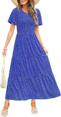 Smocked Floral Maxi Dress for Wedding Guests - Flowy, Modest Fit