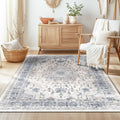 BESTSWEETIE 3x5 Area Rug Washable No Pile Vintage Floral - Low Profile