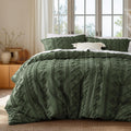 Bedsure Boho Twin Kids Duvet Cover - Tufted Olive Green Twin