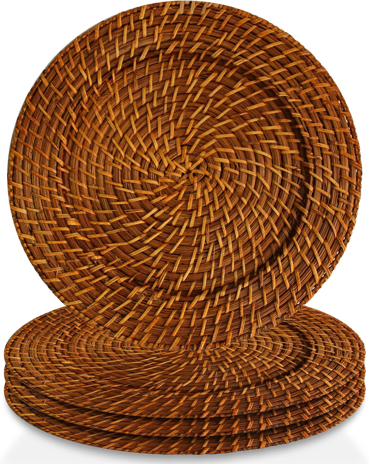 Set of 4 Harvest Rattan Chargers - Rustic Elegance!