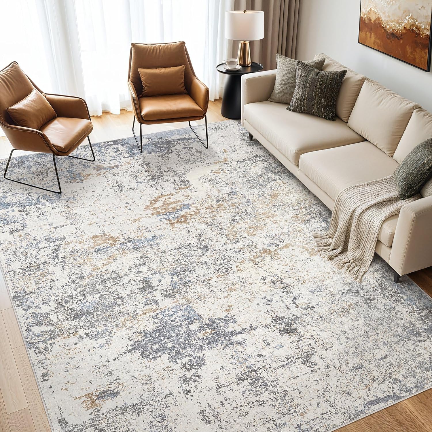 Modern Abstract Area Rugs for Living Room - Soft & Washable
