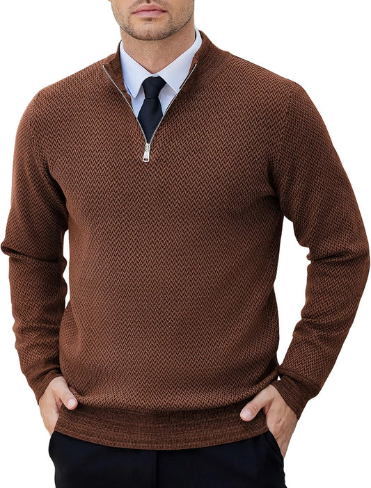 COOFANDY Mens Quarter Zip Pullover Lightweight Knit Sweater