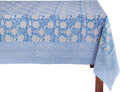 Azora Blue 100% Cotton Rectangle Tablecloth 60 x 90 in - Floral Block