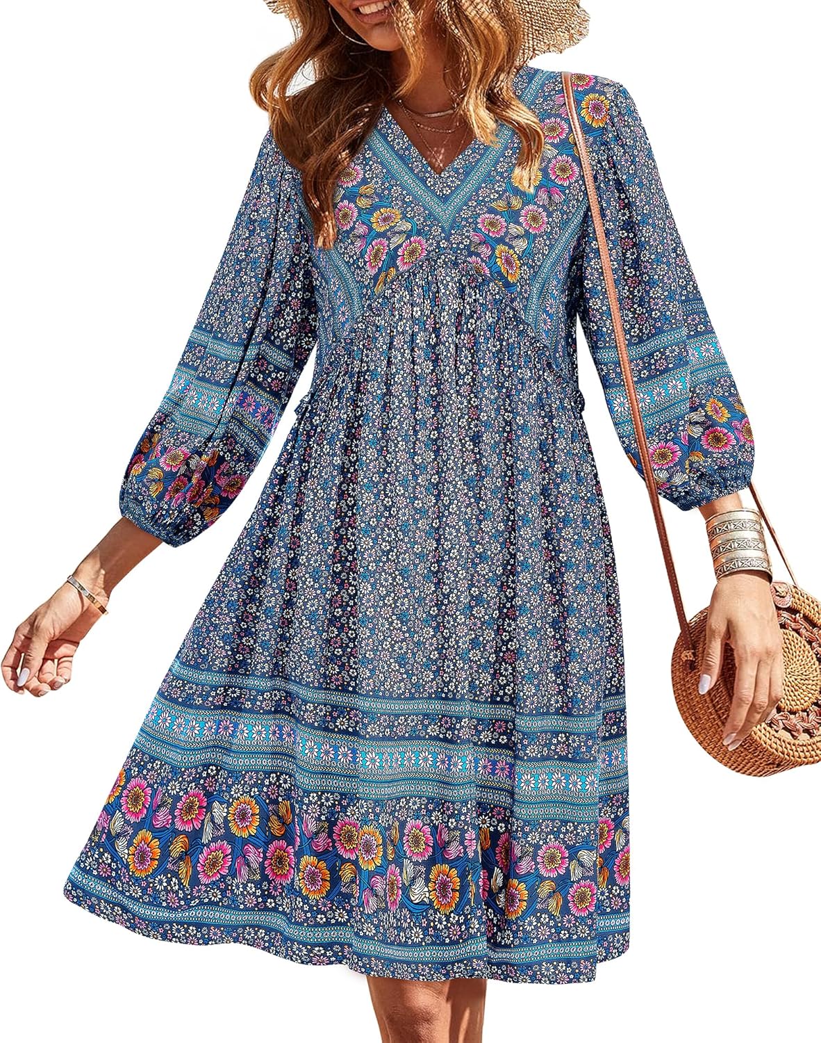 BTFBM Women Casual Spring Summer Dresses V Neck Ruffle Mini
