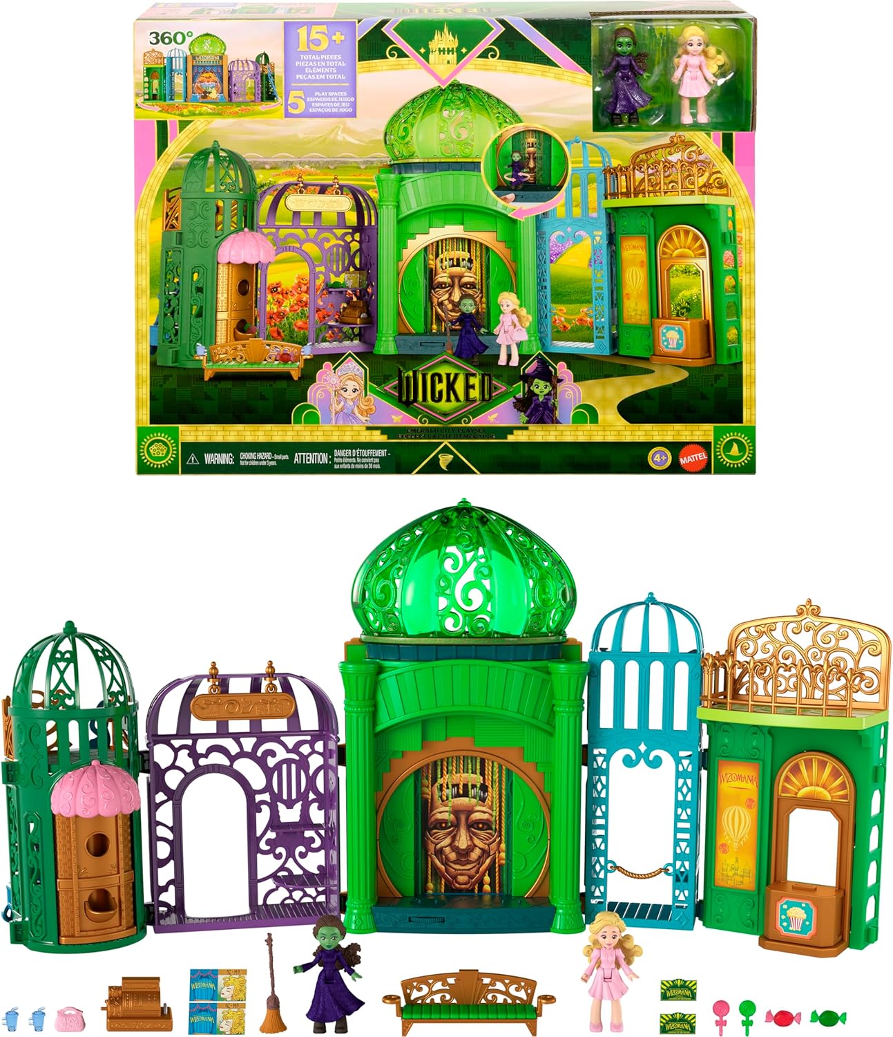 Wicked Emerald City Playset with Glinda & Elphaba Dolls for Fun