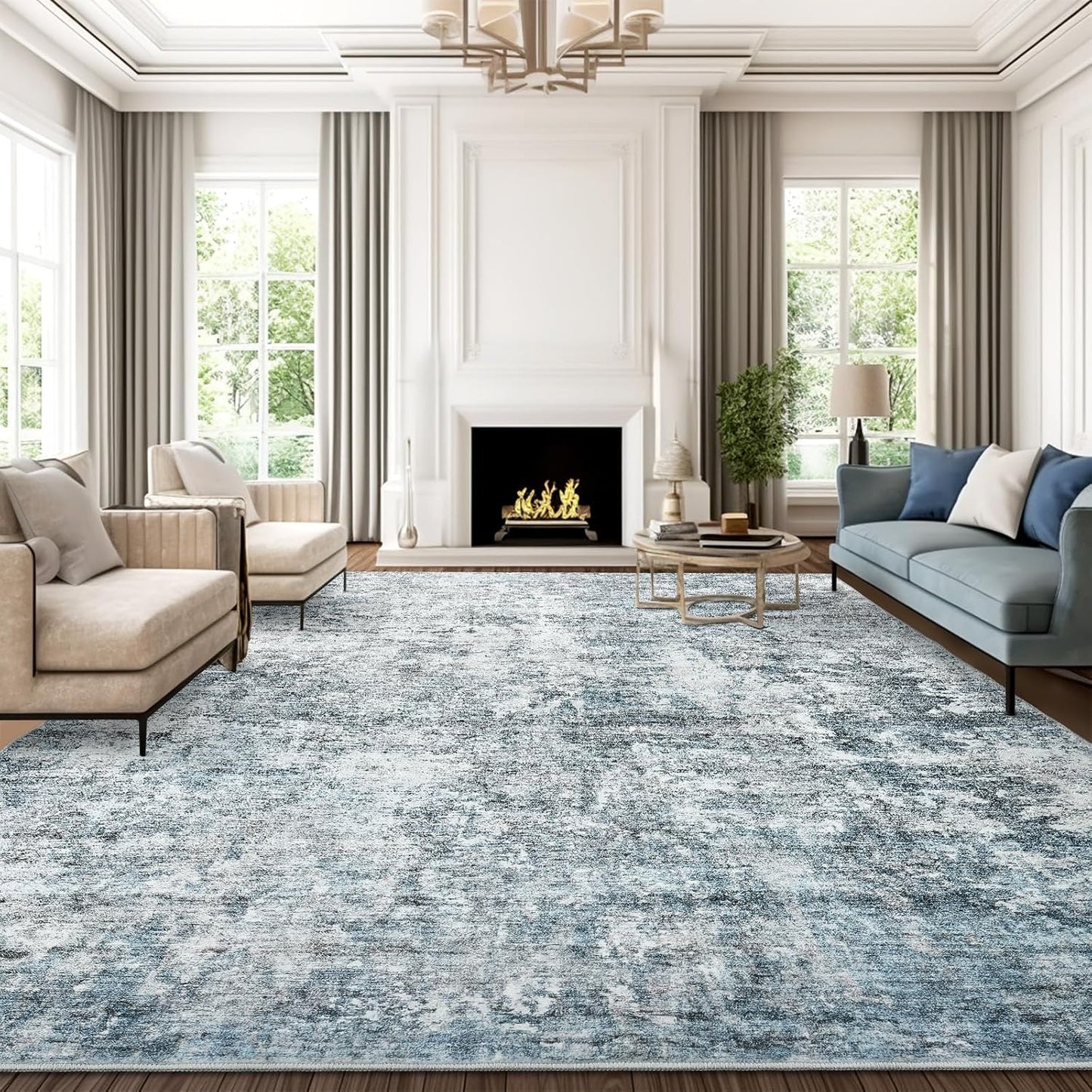 9x12 Area Rugs for Living Room, Vintage Non-Slip Design