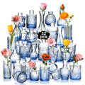 Glass Bud Vase Set 32PCS Gradient Dark Blue - Vintage Table