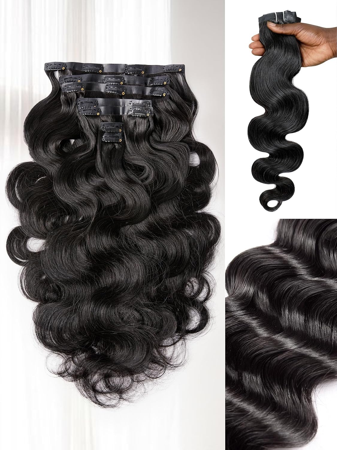 LUVME Hair Extensions 24 Inch Body Wavy Real Human Hair
