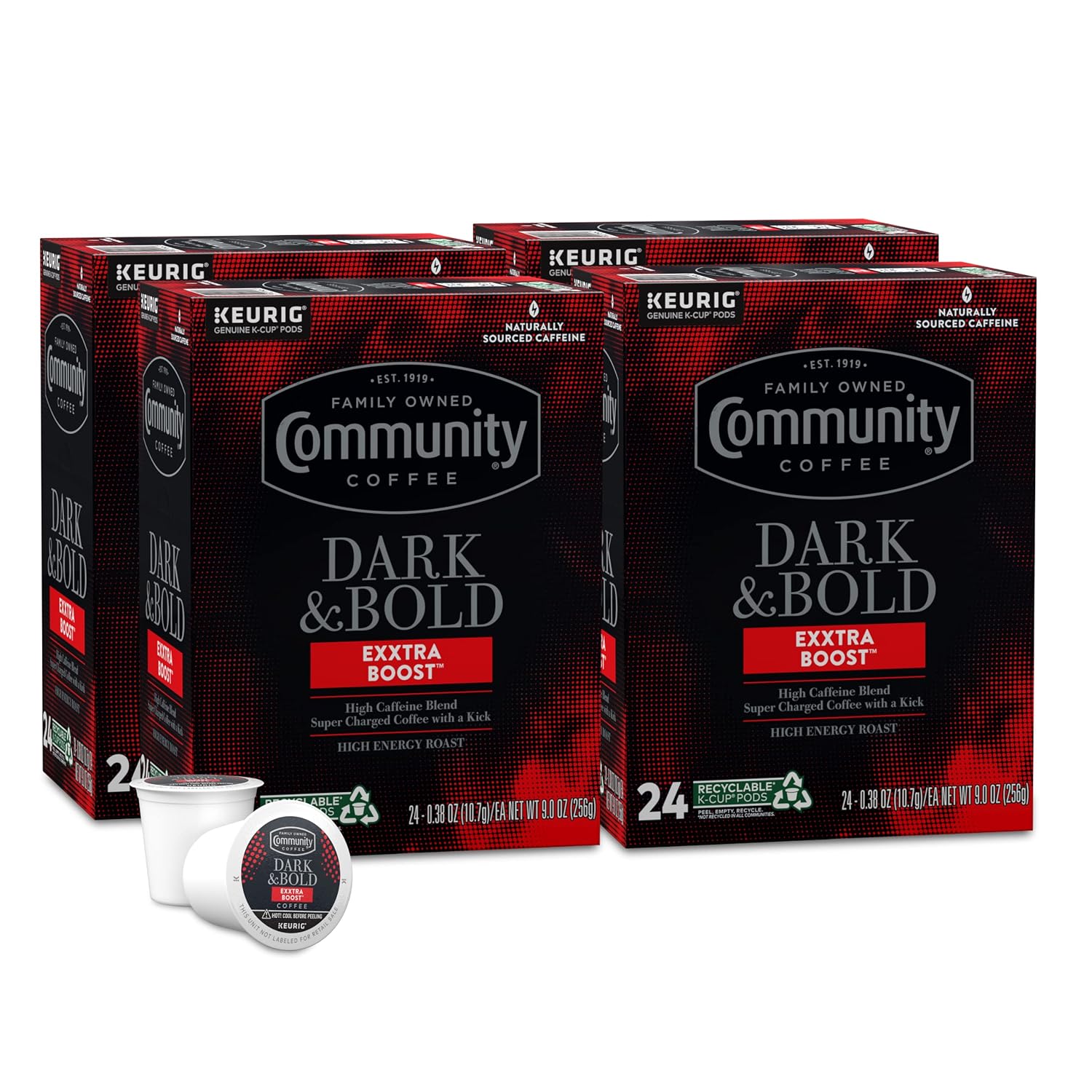 Community Coffee Dark & Bold Extra Boost Pods for Keurig 2.0
