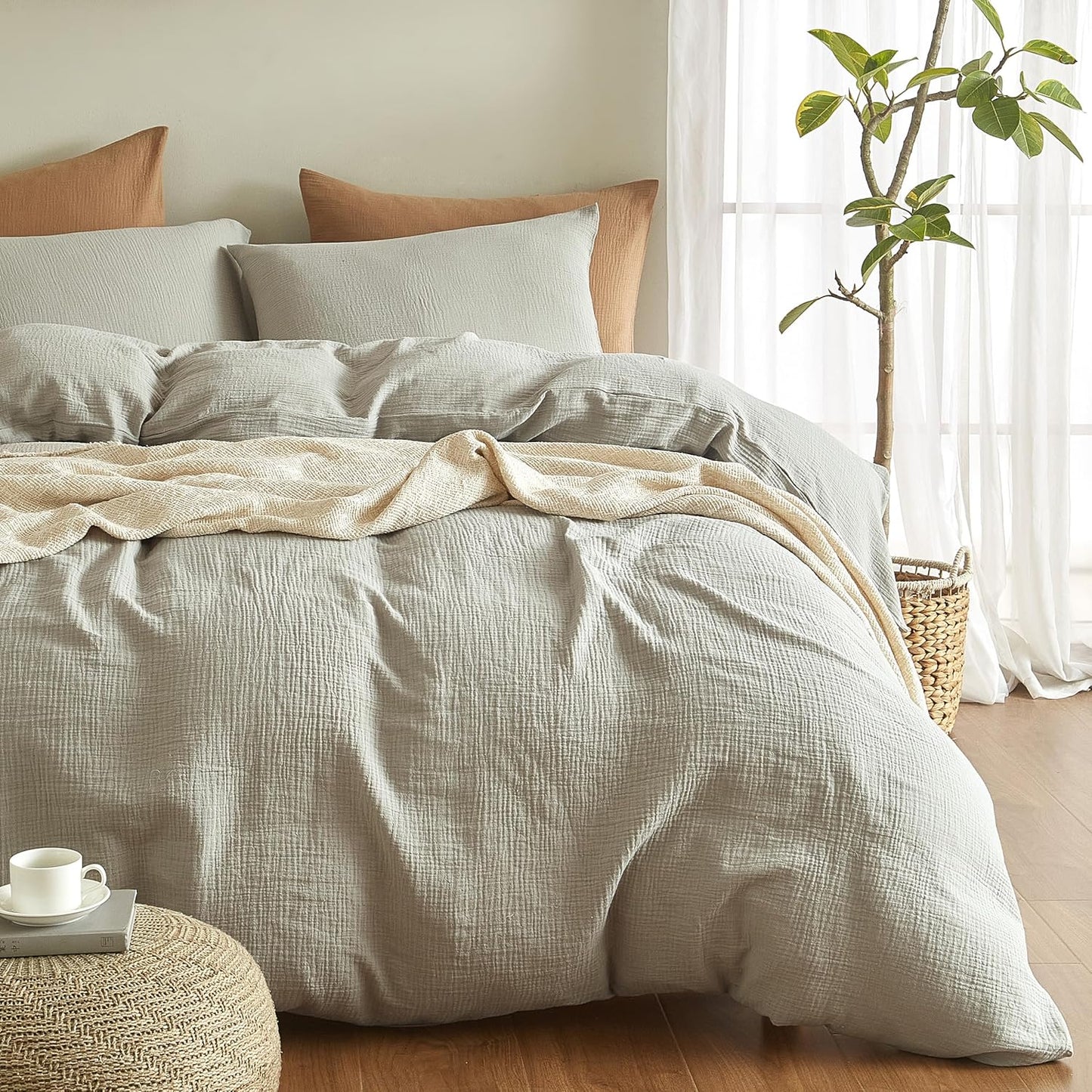 SE SOFTEXLY Muslin Duvet Cover Set for California King Size