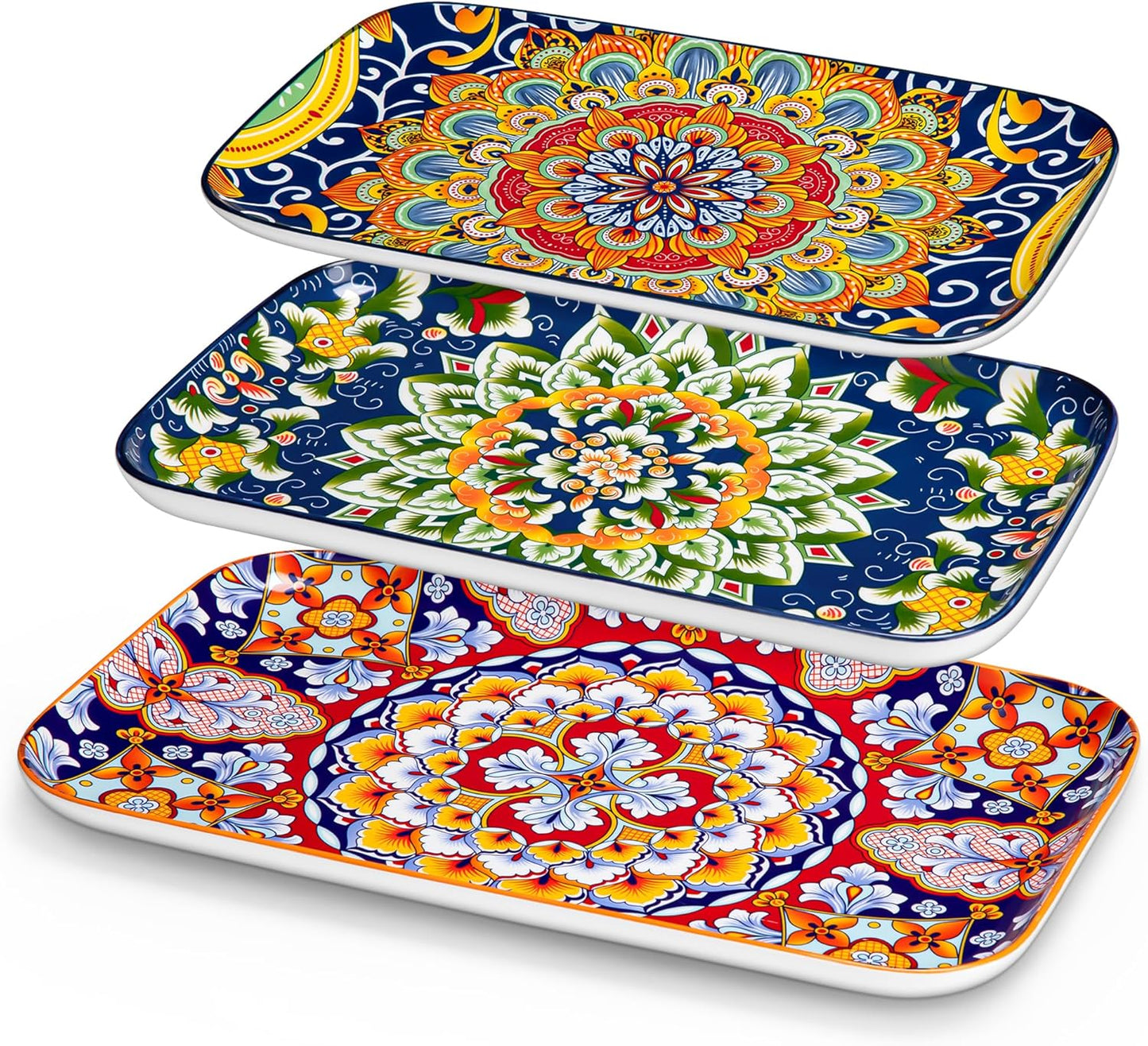 vancasso Serving Platters Set of 3 - Colorful Ceramic Trays